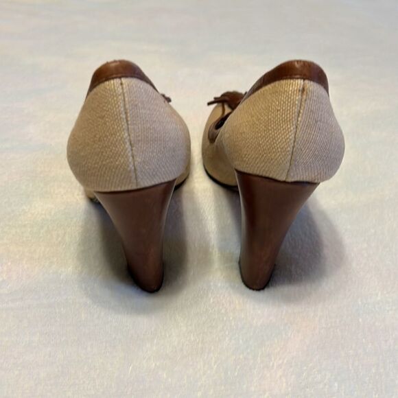 Enzo Angiolini Brown Fabric Tweed Heels Tassel Trim - Size 7.5 - Picture 5 of 14